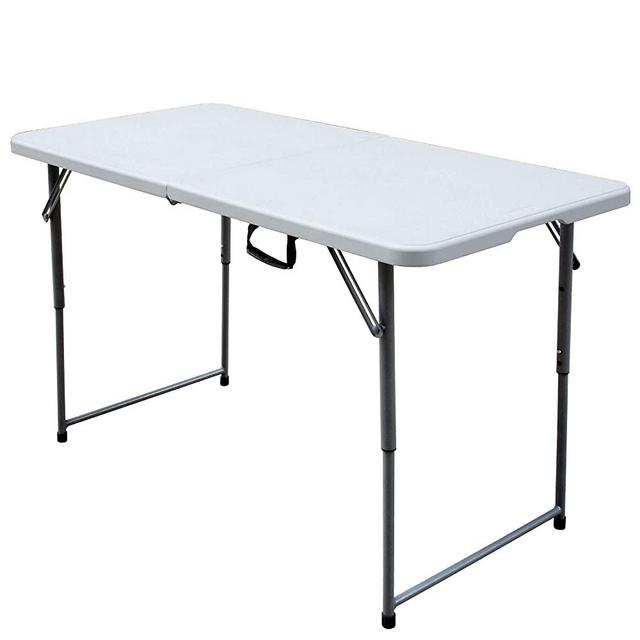 Plastic Development Group PDG-802 4 Foot Blow Molded Bi Foldable Utility Portable Garage Sale Event Dining Banquet Table with Carrying Handle, White