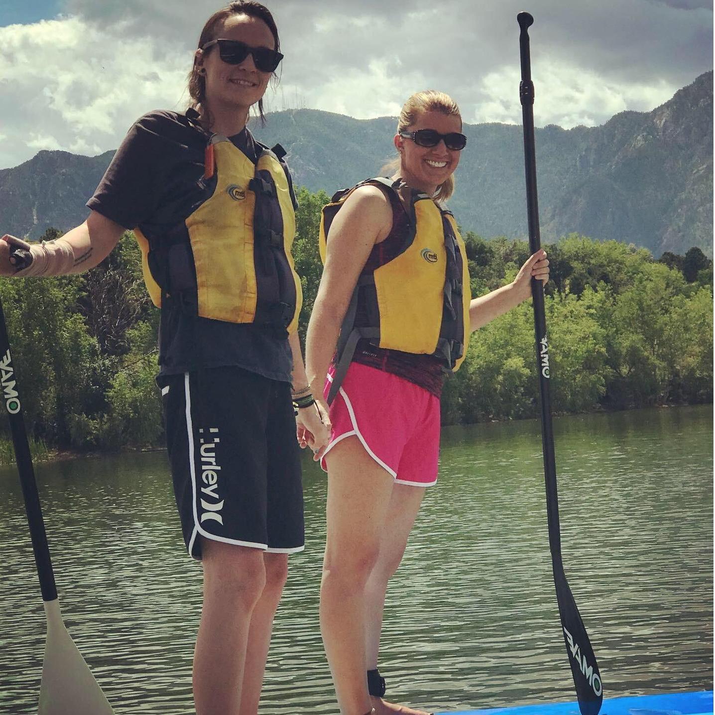 Our first time paddle boarding in Quail Lake in Colorado Springs! (photo credit: Keagan)