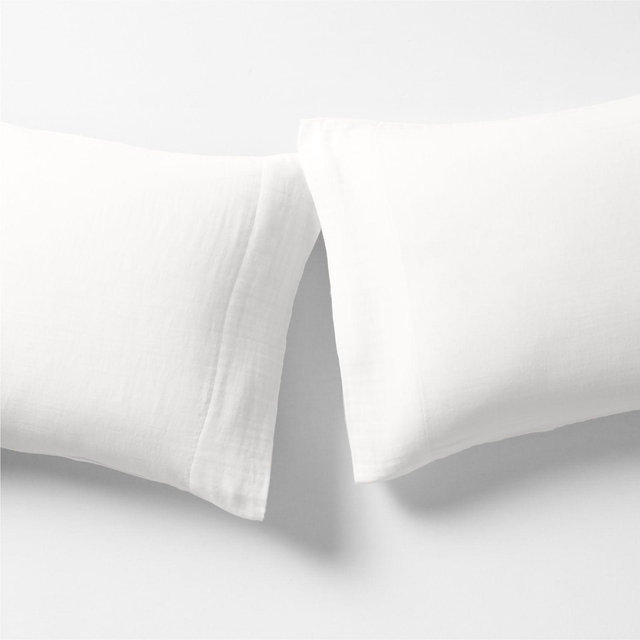 Supersoft Organic Cotton Gauze Crisp White Standard Pillowcases, Set of 2