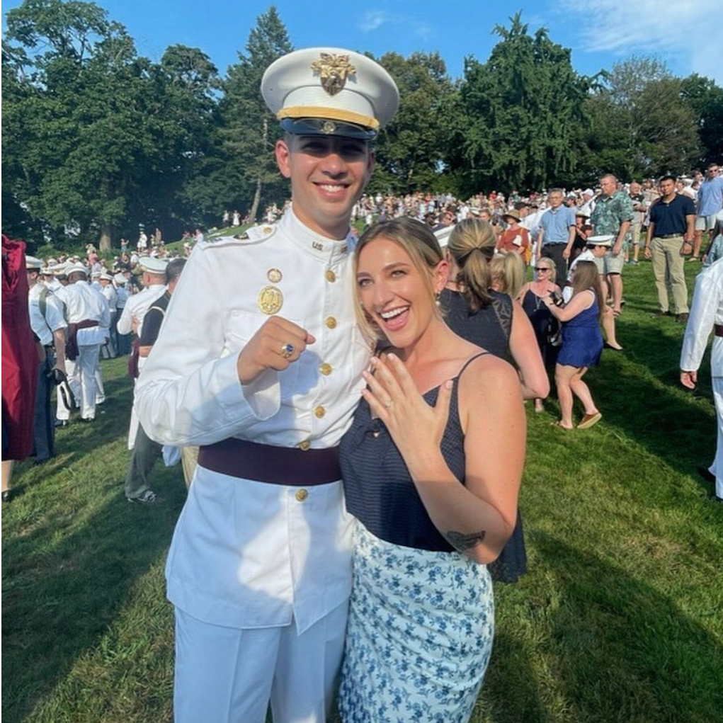 Showing off our rings at Jordan's Ring Ceremony