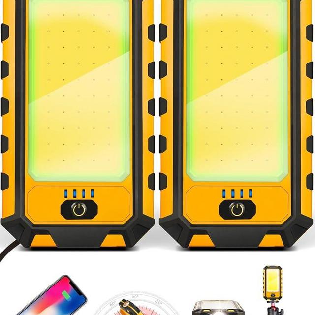 LED Rechargeable Magnetic Work Light 40W 1500Lumens, Hanging Hook 4 Lighting Modes, Job Site Lighting for Car Repairing, Camping, Hunting, and Hurricane (2, Orange)