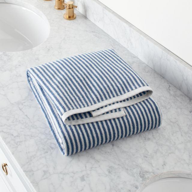 Hemi Organic Blue Stripe Bath Towel