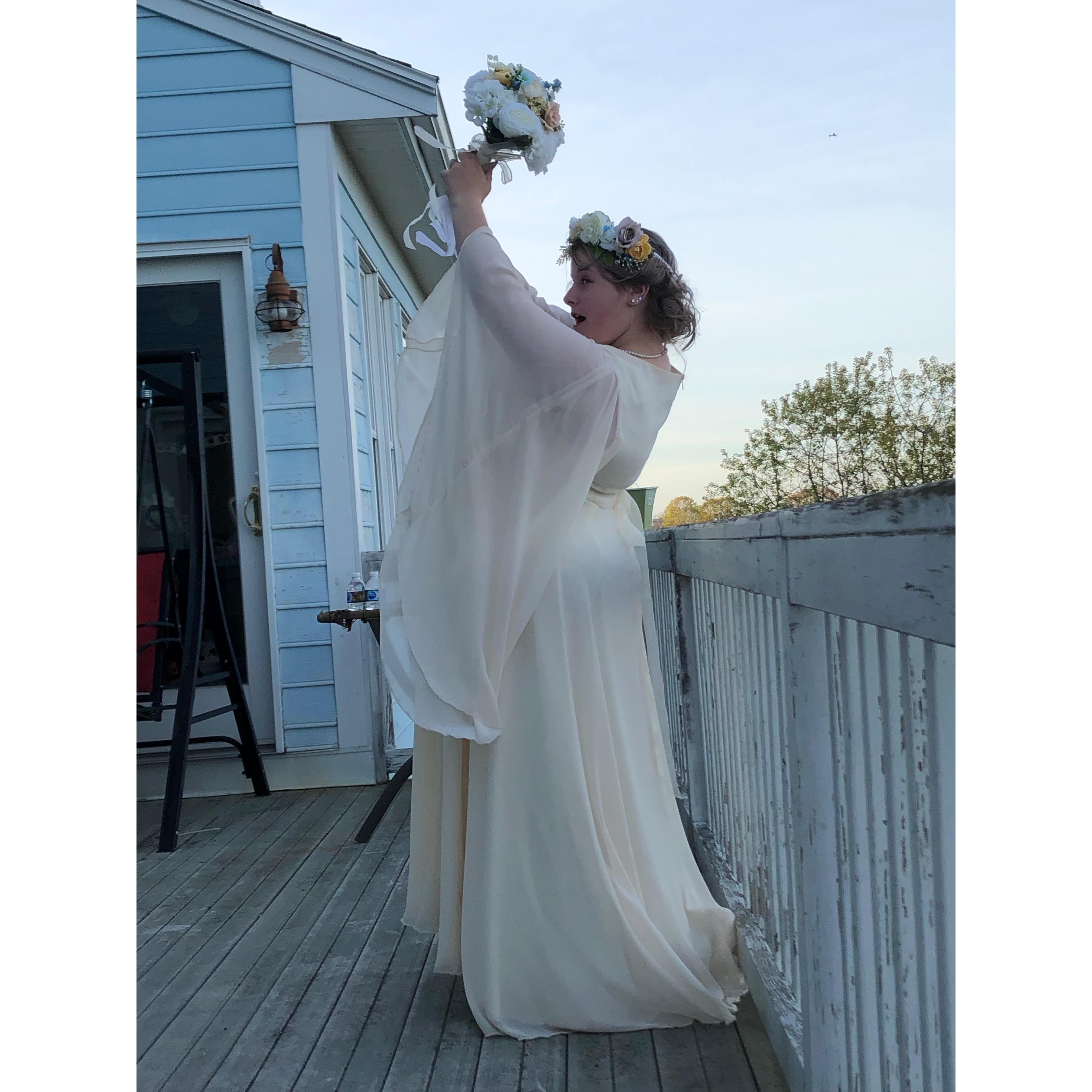 Throwing the bouquet