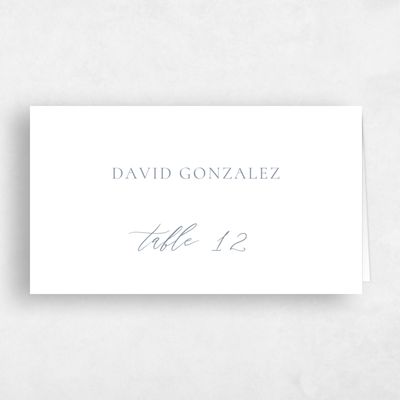 Periwinkle Gray, Grey Wedding Place Card - Biltmore