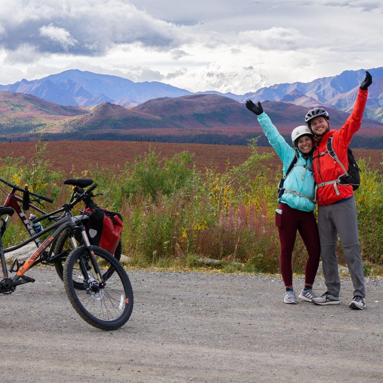 Denali National Park - we are smiling but we were in so much pain