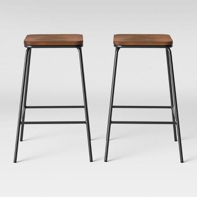 Set of 2 Rhodes Metal & Wood Seat Square Counter Stool - Project 62™