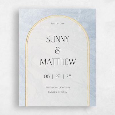 Blue Mist Wedding Save the Date - Dorado Arch Foil