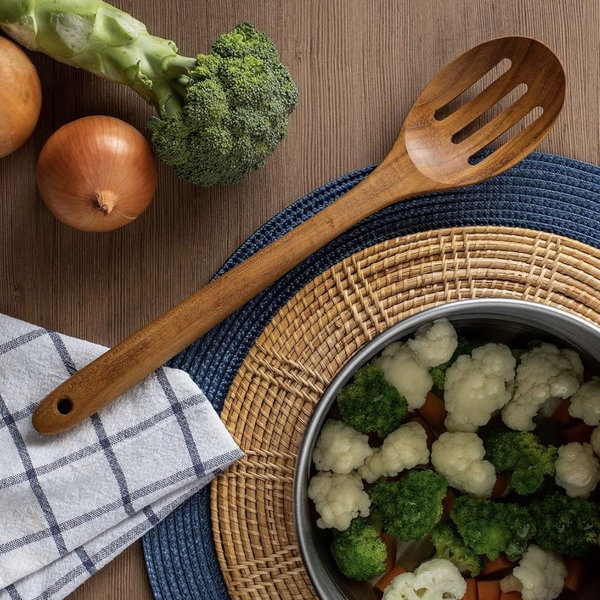 Premium Wooden Slotted Spoon