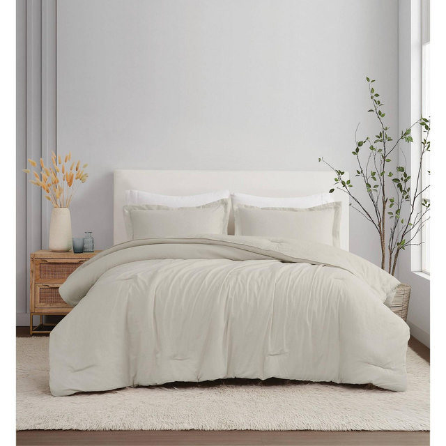 Brooklyn Loom 3pc Full/Queen Flax Linen Comforter Set Natural
