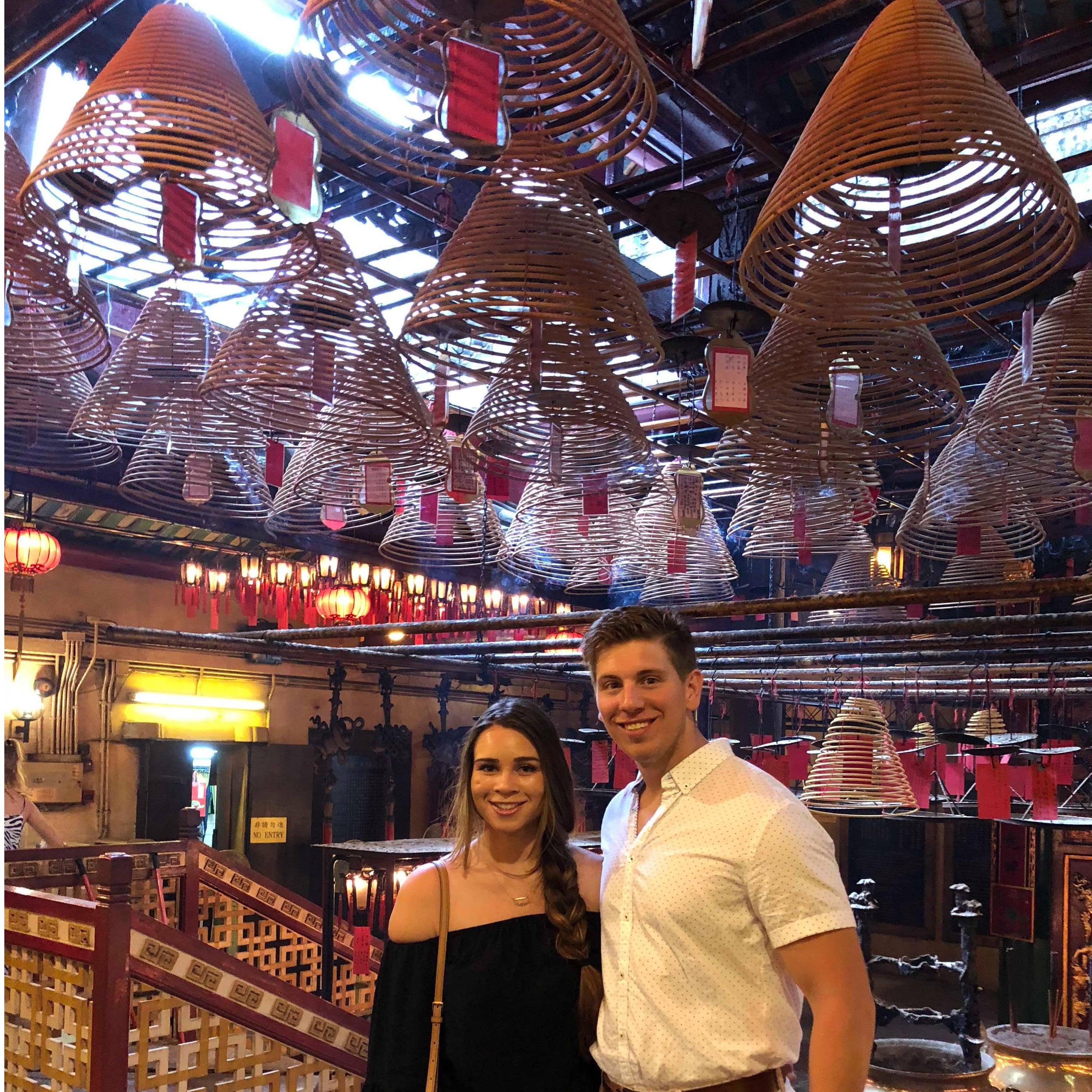 Exploring Man Mo Temple in Hong Kong.