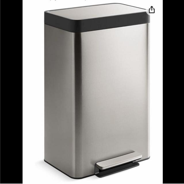 Kohler 13 Gallon Hands-Free Kitchen Step, Trash Can with Foot Pedal, Quiet-Close Lid, Stainless Steel