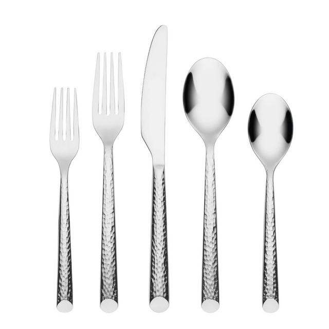 Cambridge Silversmiths 20pc Elsa Hammered Mirror Flatware Set