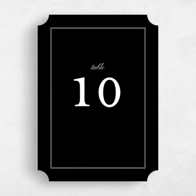 Black Ticket Wedding Table Number - Abbey