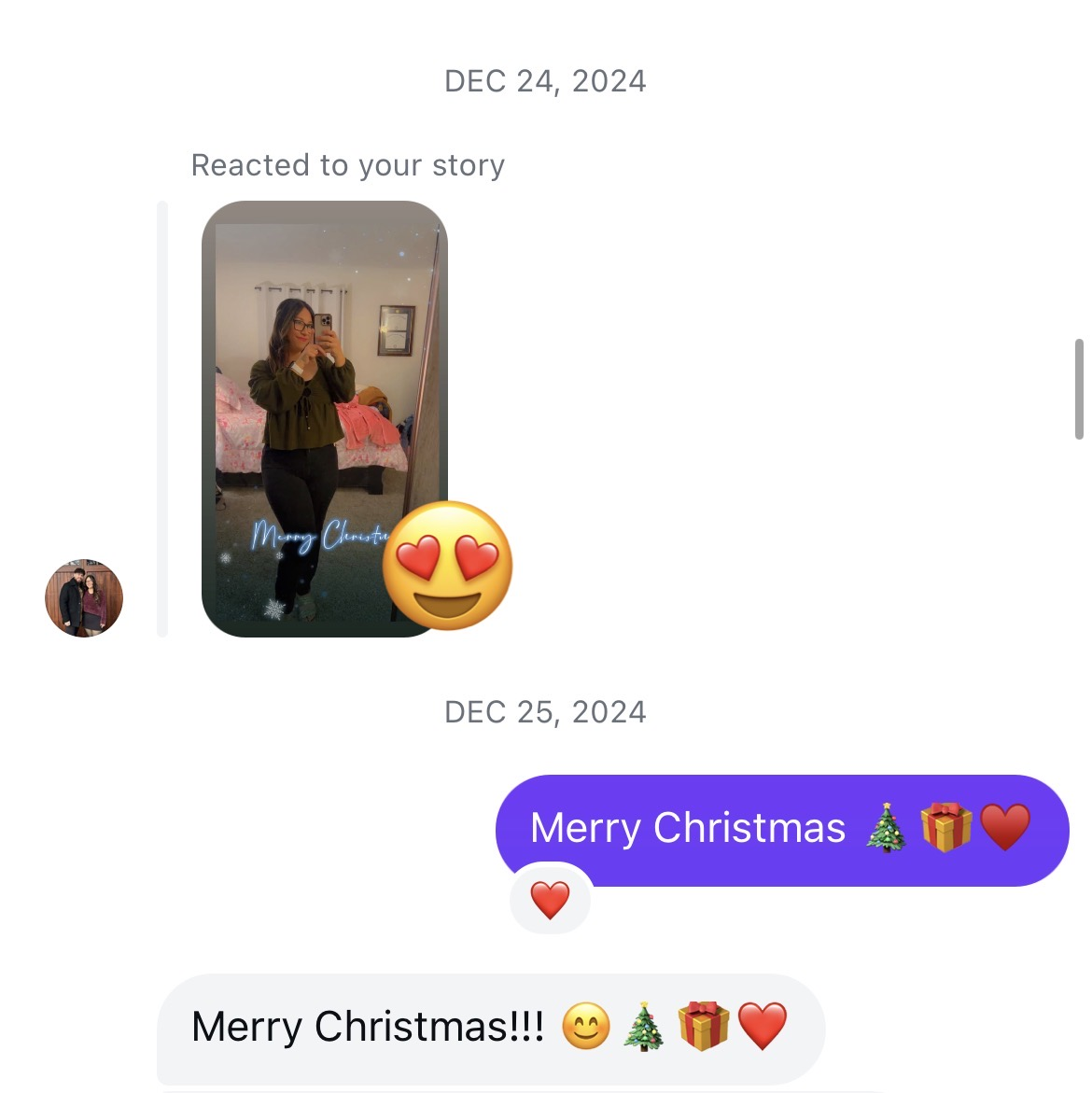 I told you he had comical heart eyes 😍 for me... All was silent until Christmas Eve 2024 when Luke slid into my DMs