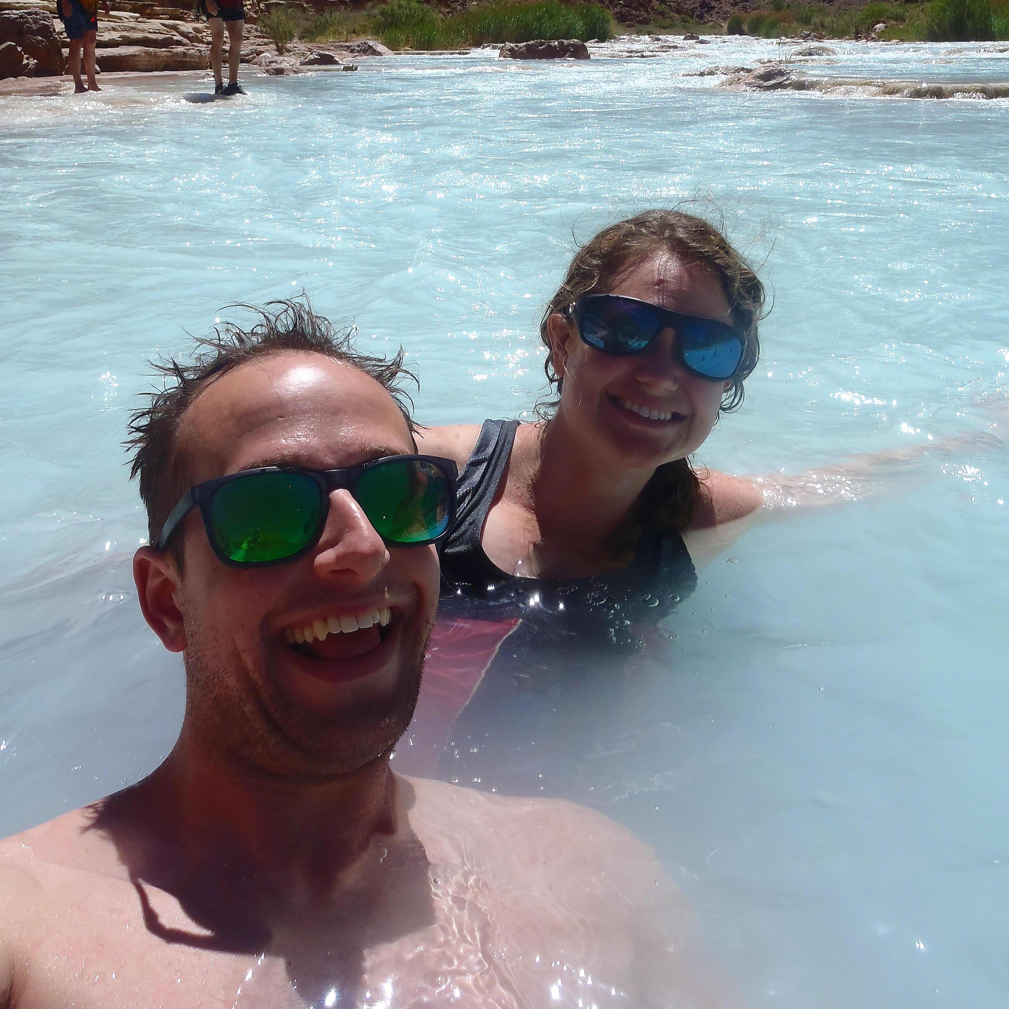 Floating down the Little Colorado while rafting the Grand Canyon
