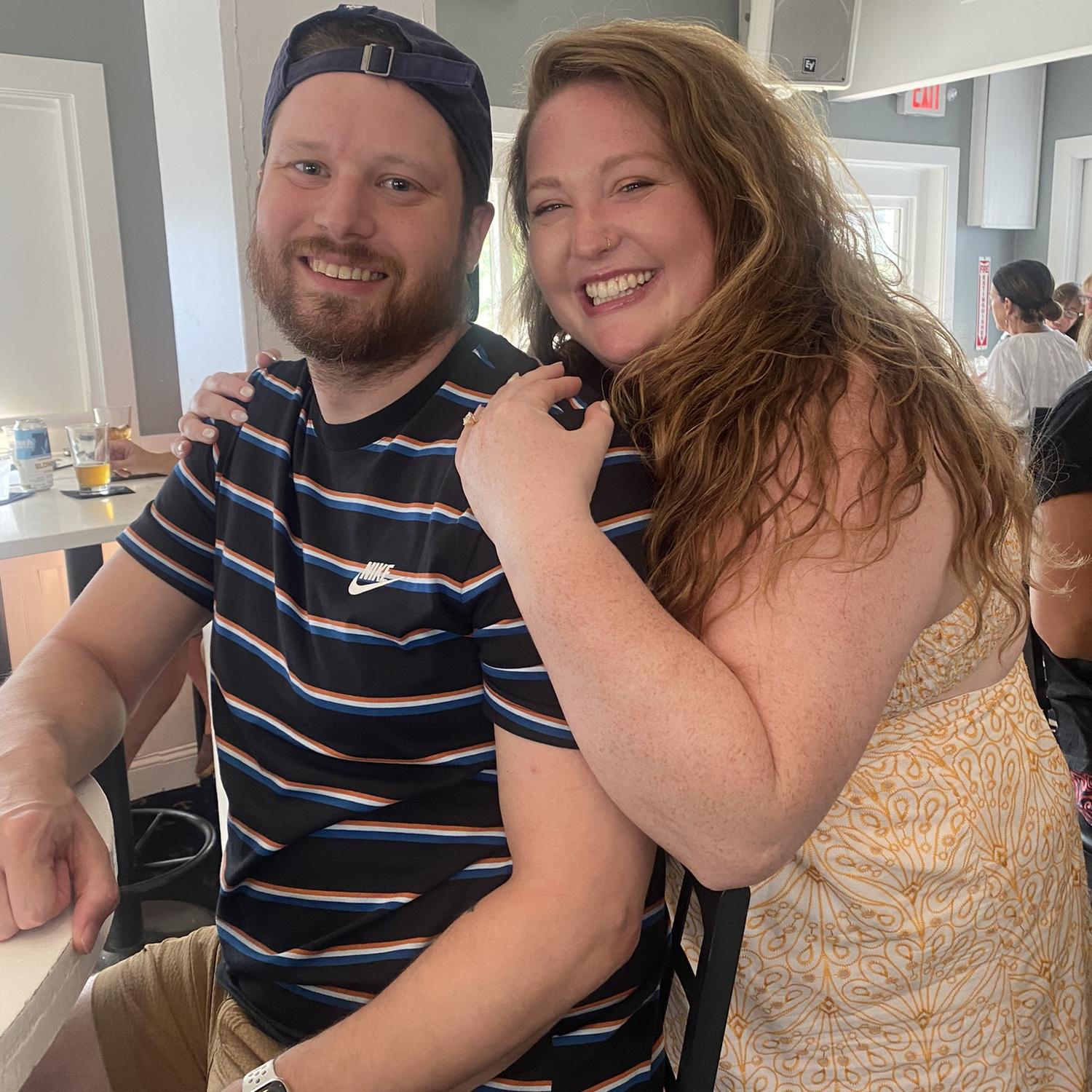 Celebrating our engagement at The Front Porch in Ogunquit, ME