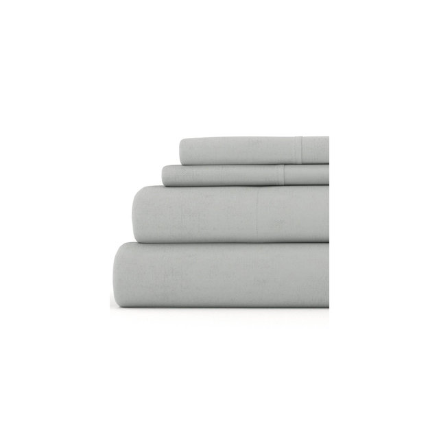 Becky Cameron, Solid Flannel Sheet Set, King, Light Gray