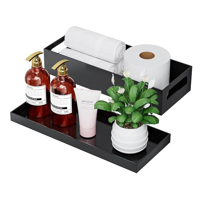 Sinminou Toilet Tank Tray Basket with Bathroom Vanity Tray 2 Pack, Acrylic Toilet Paper Basket for Back of Toilet Topper Storage Holder Box