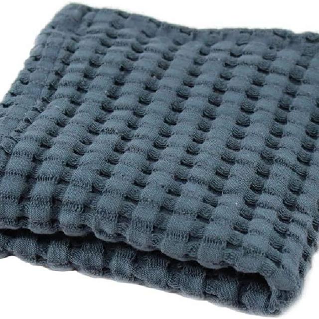 Premium Waffle Weave Wash Cloth 100% Natural Cotton Lattice, Lint Free Extra Soft Feel, Highly Absorbent and Fast Drying, Modern Design Fade Resistant Colors (Midnight Blue)