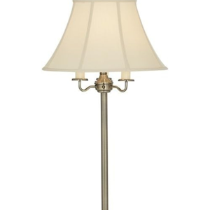Regency Hill Montebello Traditional Shabby Chic Floor Lamp Standing Pole 59" Tall Antique Brass Gold Metal Off White Bell Shade Candelabra Decor for Living Room Reading House Bedroom Home