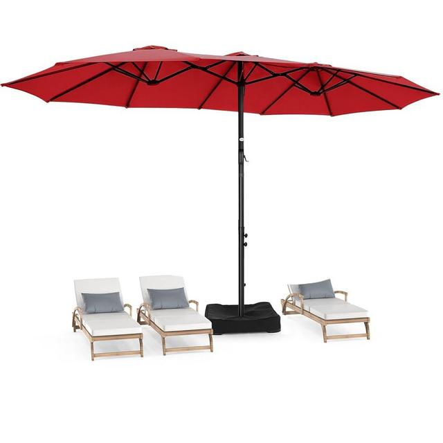 HOMSHADE 15ft Large Patio Umbrellas with Base Included, Rectangle Oversized Double Sided Umbrella Outdoor Patio for Pool, Market, Deck, Garden (Red)
