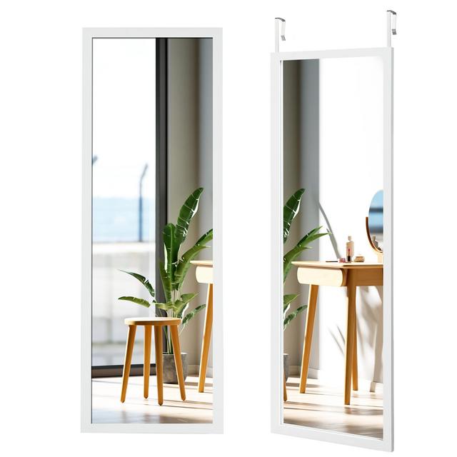 Costway Door Wall Mounted Mirror Full Length Hanging Wood Frame Mirror Decor White\Black\Golden