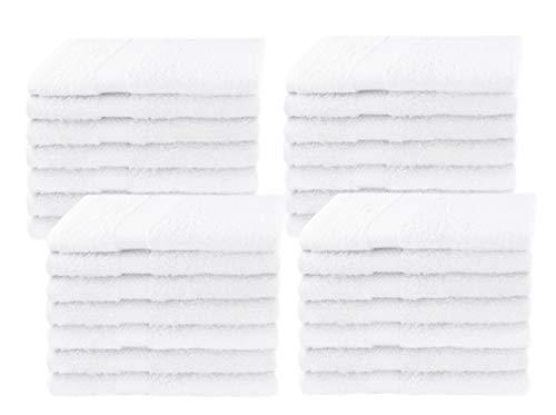 COTTON CRAFT - 28 Pack White Wash Cloths - 100% Ringspun Cotton - 12x12 - Light Weight 450 Grams - Quick Drying and Highly Absorbent