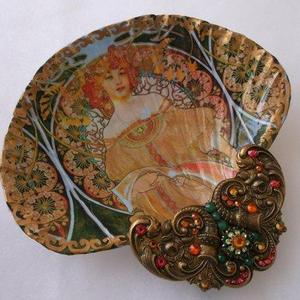 Alfonse Mucha Shell Jewelry Dish Ring Dish Trinket Dish Shell Art