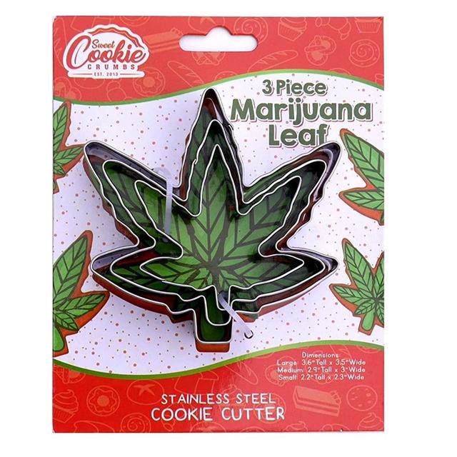 Sweet Cookie Crumbs Marijuana Cannabis Shaped Cookie Cutter - 3 Piece Set - Stainless Steel (Pot Leaf)
