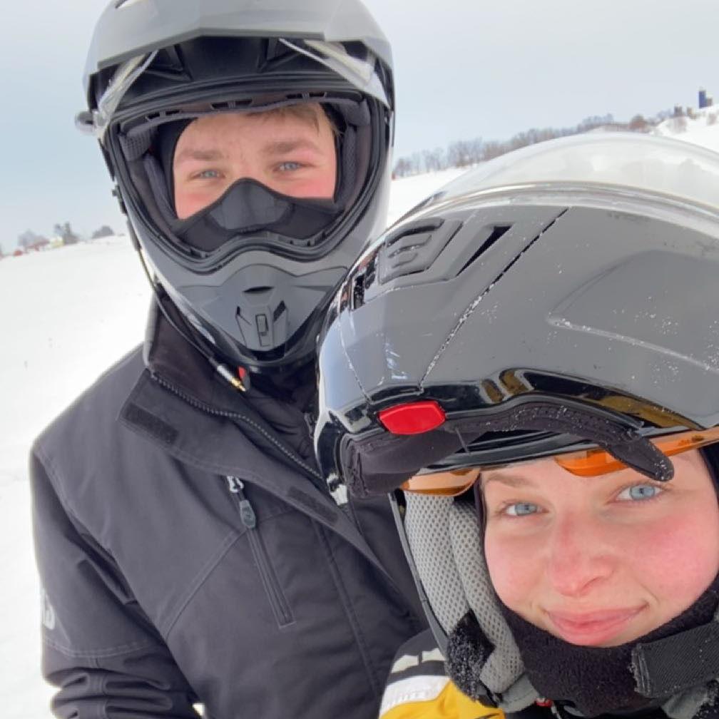 Our first time snowmobiling together after a big snow storm!