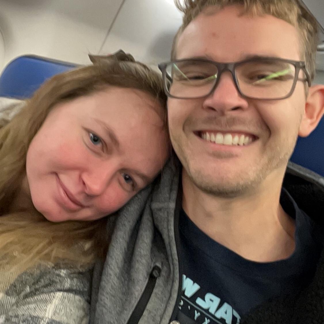 Our first flight together… can you guess where?