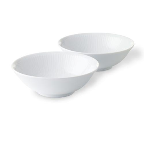 White Fluted Plain Cereal Bowl, Pair