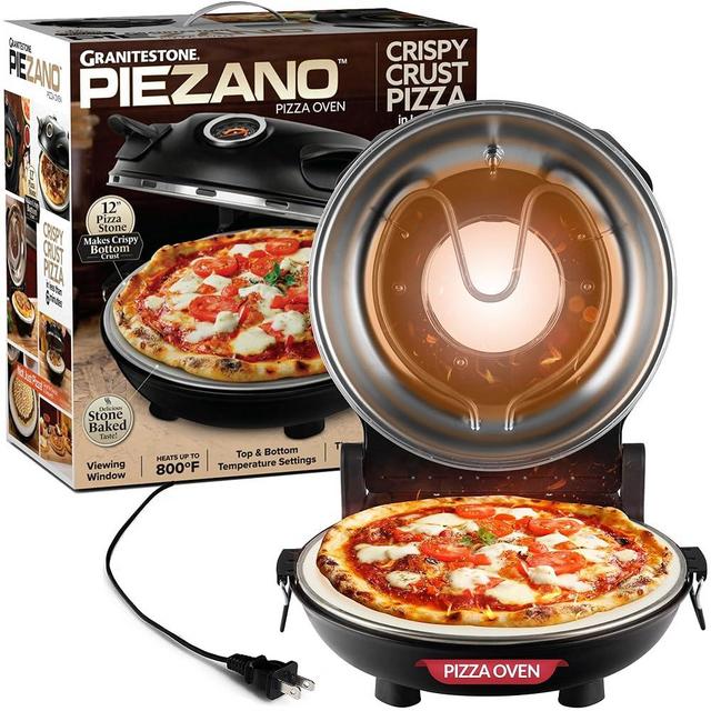 PIEZANO Pizza Oven by Granitestone – All in 1 Pizza Oven Indoor/Outdoor Portable Electric Countertop Pizza Maker Heats up to 800˚F with Pizza Stone to Simulate Brick Oven Taste at Home AS SEEN ON TV