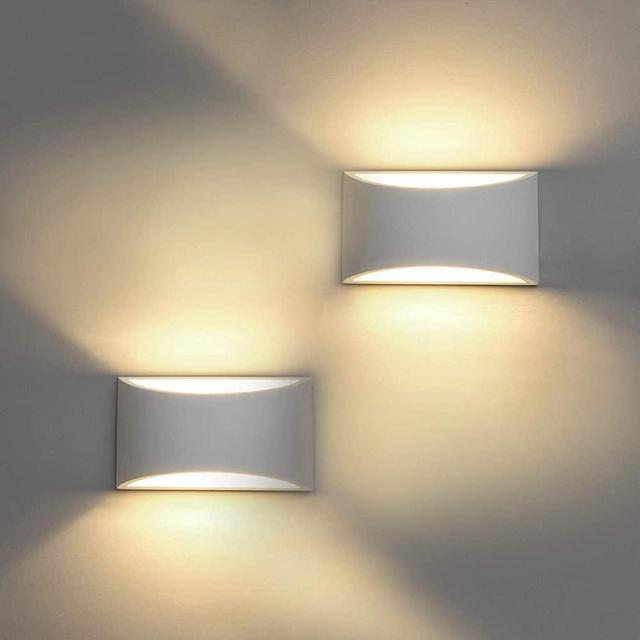 Modern Wall Sconce Set of 2 LED Wall Lamp 7W Warm White 2700K Up and Down Indoor Plaster Wall Lamps 100V-240V for Living Room Bedroom Hallway(with G9 Bulbs NO Plug)