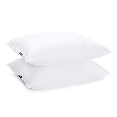 JA COMFORTS Duck Feather and Down Bed Pillows for Sleeping(2 Pack)- Standard/Queen(20IN×28IN), Hotel Collection, Natural Filling, Natural Cotton Cover, White