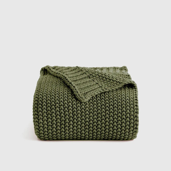 Cotton Fisherman Throw in Olive