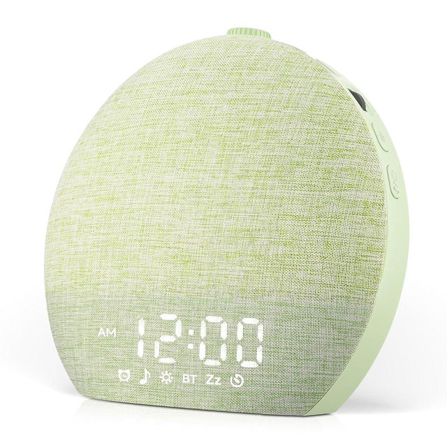 Geuuap Sunrise Alarm Clock White Noise Sound Machine for Bedroom | Natural Wake-Up Light with 30 Soothing Sleep Aids, Bluetooth Speaker, Dimmable Clock, Screen-Free Design for Baby Kids-Matcha Green