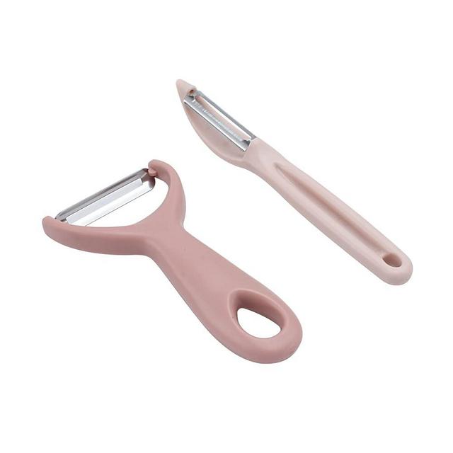 Social Chef 2-Piece Vegetable Peeler Set- Set of 2 Stainless Steel Blade Vegetable Peelers Set - Y Peeler and Swivel Peeler for Peeling Potatoes, Vegetables and Fruits (Pink)