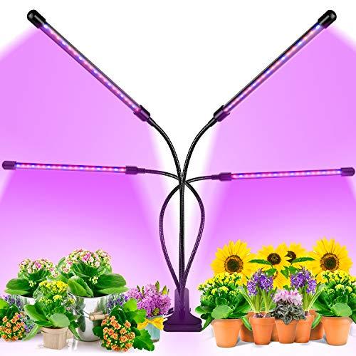 EZORKAS Grow Light, 80W Tri Head Timing 80 LED 9 Dimmable Levels Plant Grow Lights for Indoor Plants with Red Blue Spectrum, Adjustable Gooseneck, 3 9 12H Timer, 3 Switch Modes