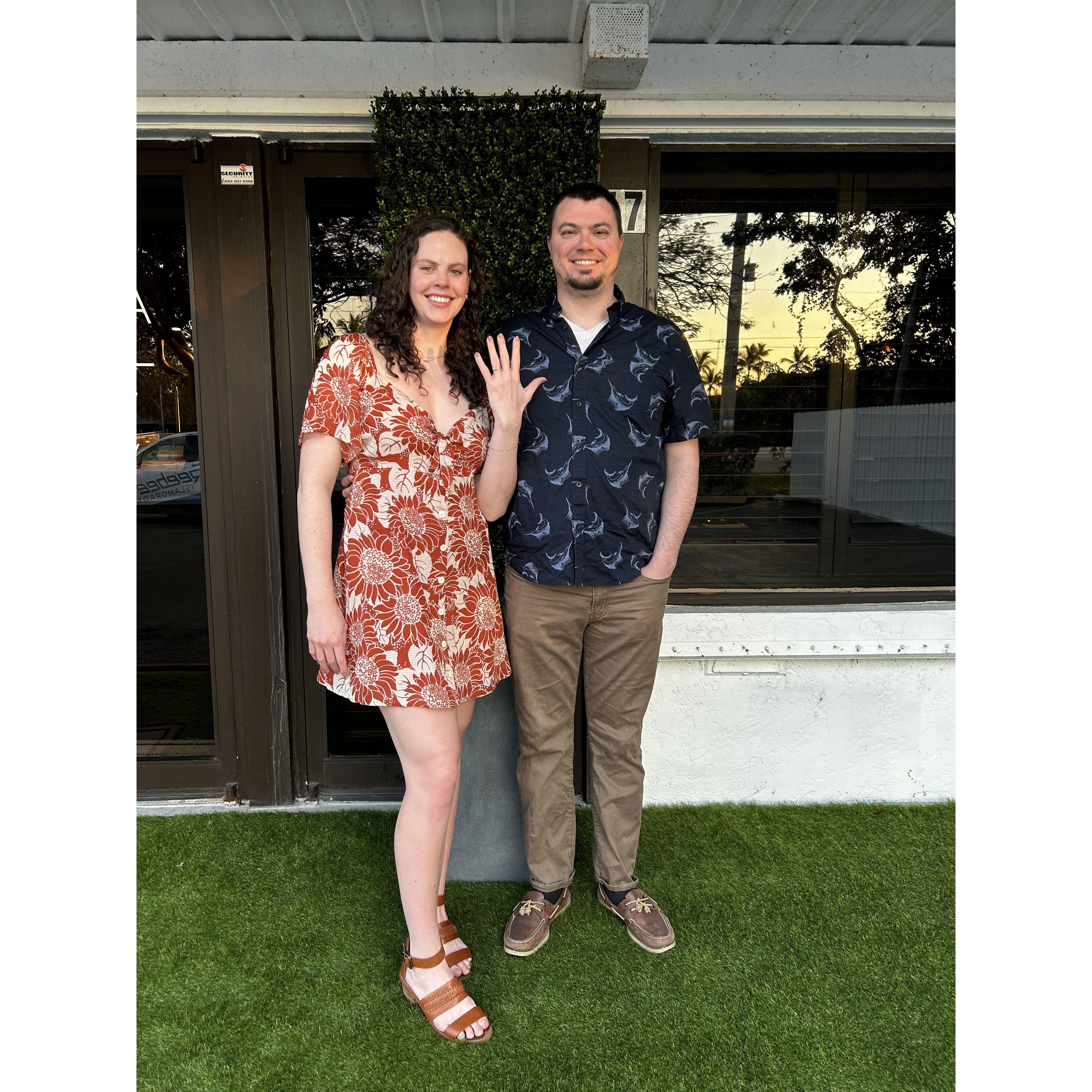 Post-engagement dinner in the Florida Keys