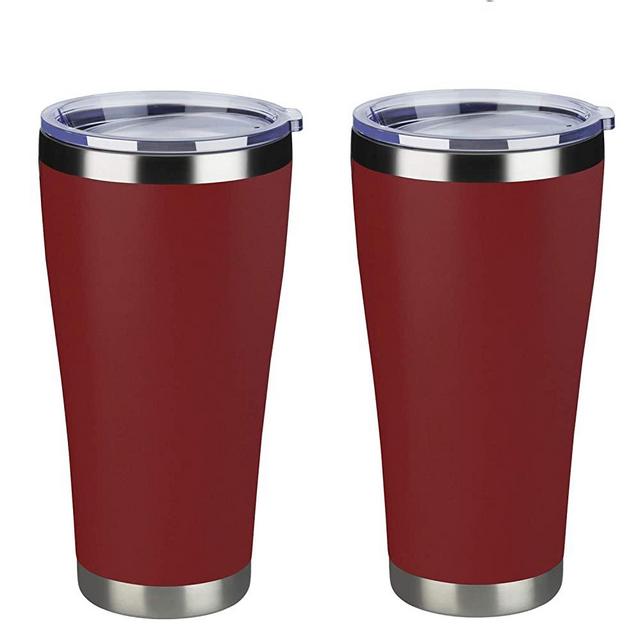 MEWAY 30oz Stainless Steel Tumblers Bulk 2 Pack ,Vacuum Insulated Cups Double Wall Large Tumbler with Lid ,Powder Coated Coffee Mugs for Ice & Hot Drink Gifts for Men(Red ,Set of 2)