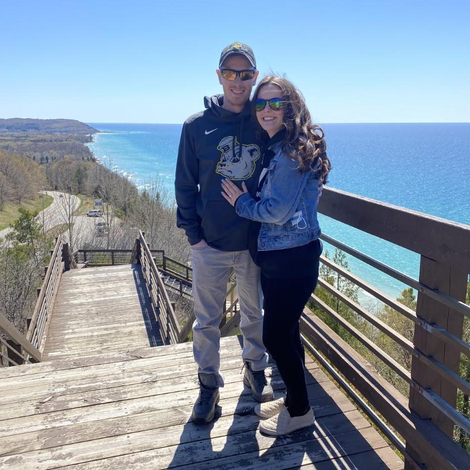 Acadia lookout the weekend after getting engaged, our friends Nick and Mackenzie came to visit Michigan!
