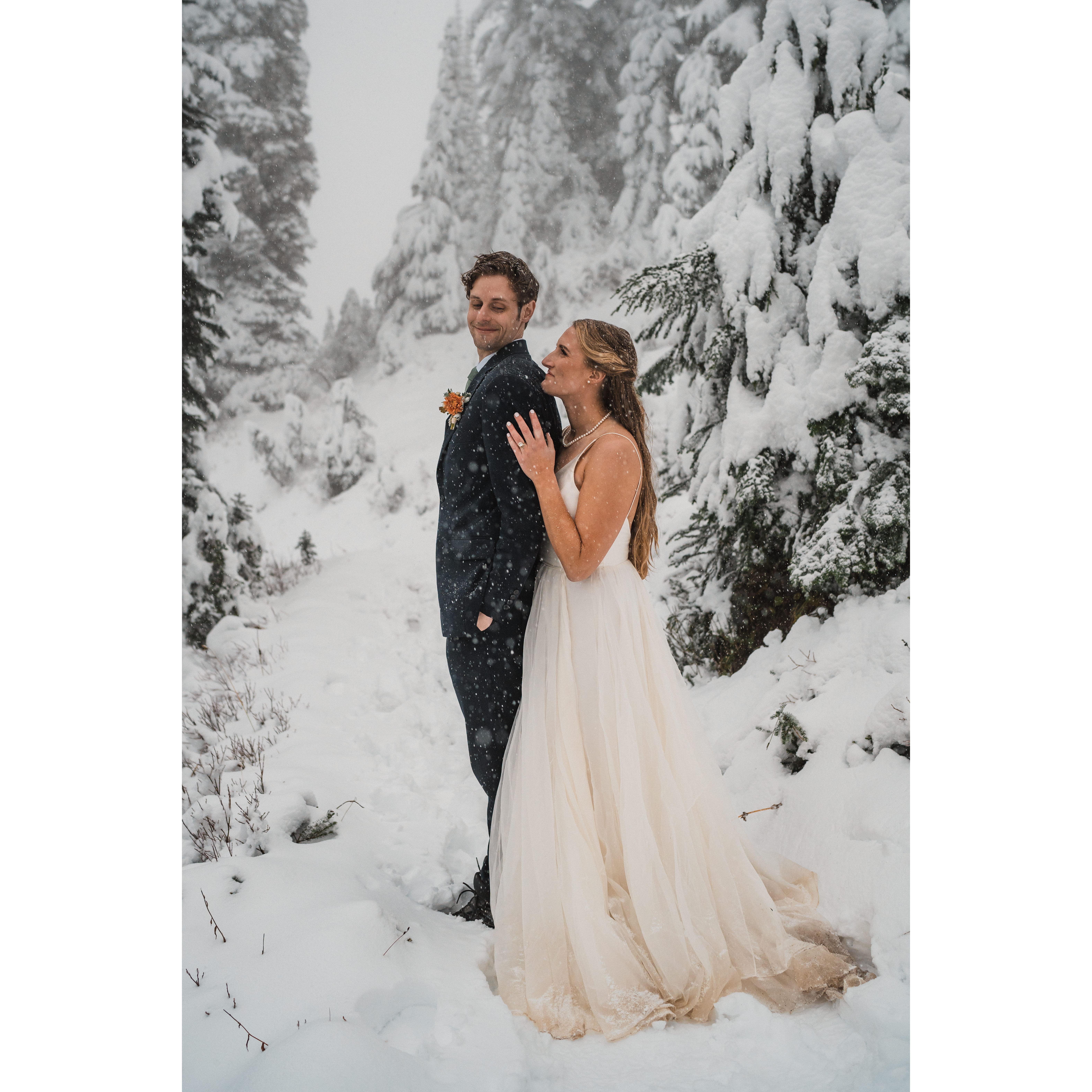 And the SNOW!!! We read our private vows in a snow globe.
