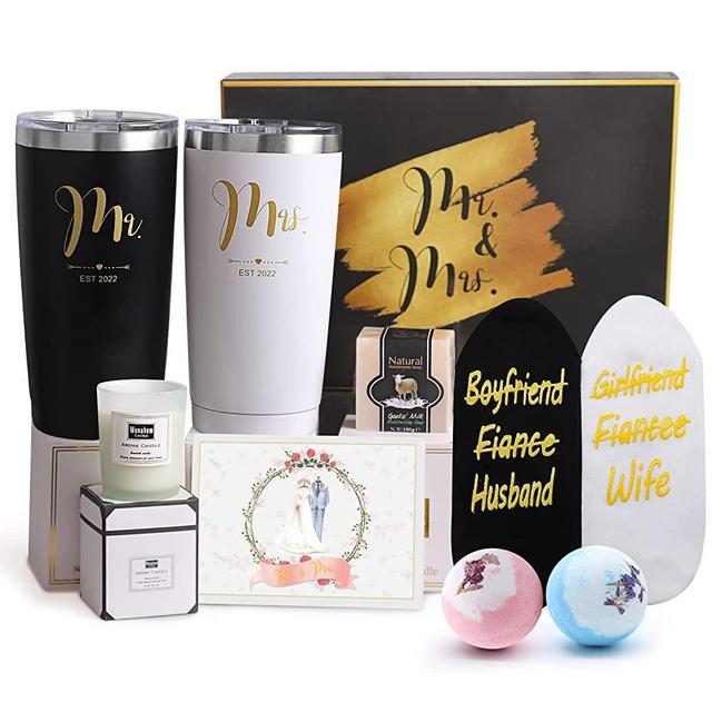Wedding Gifts,Mr And Mrs Tumbler Set Engagement Gifts,Gifts For Bride And Groom,Bride To Be Gifts,Wine Glass Engaged Gifts Honeymoon Essentials