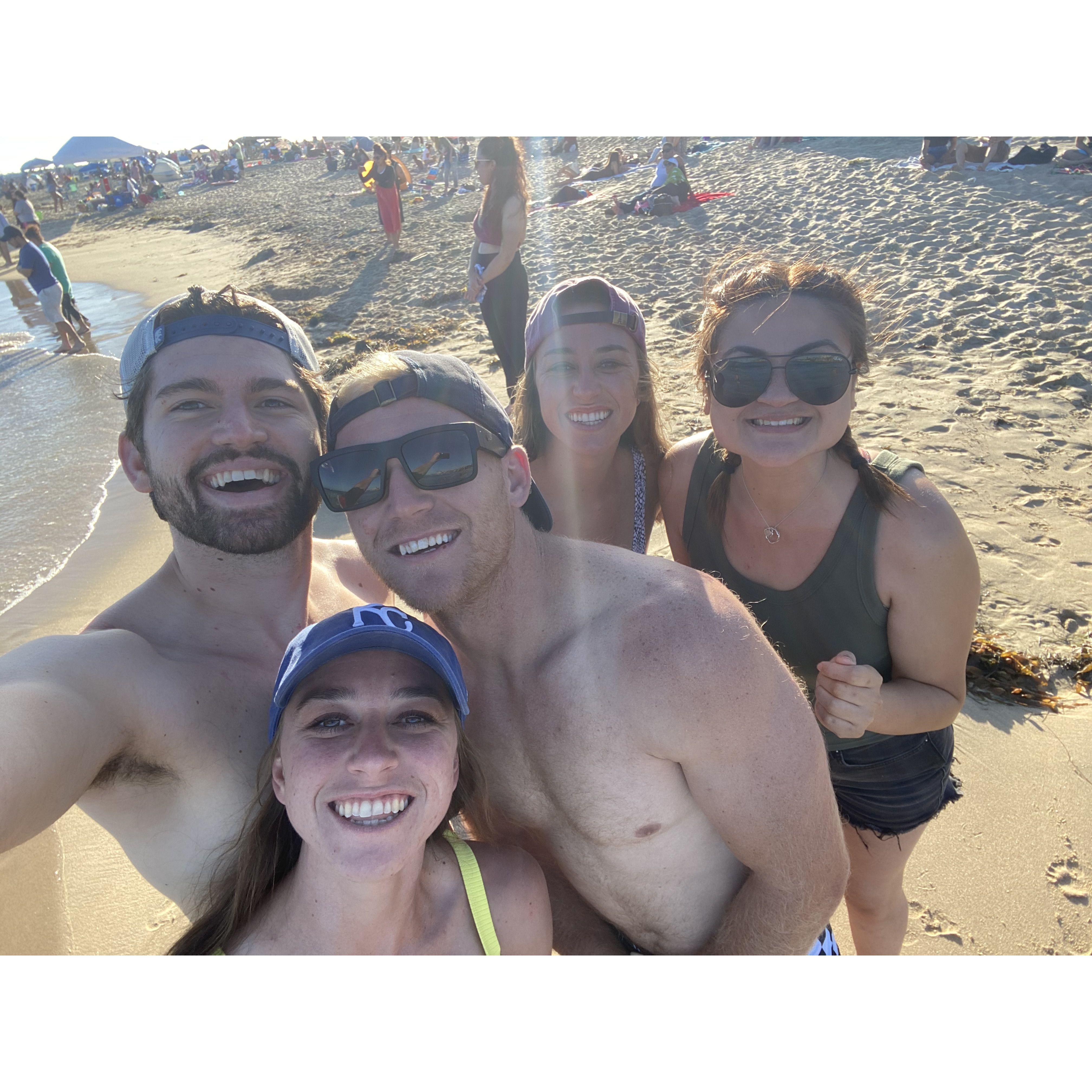 the first time we hung out, a trip to the beach with friends.