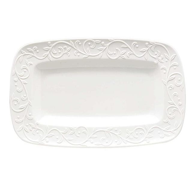 Lenox Opal Innocence Carved Hors D'Oeuvres Tray, 1.70 LB, White