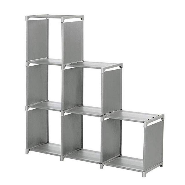 Sinohomie Storage Closet Space-Saving Bookcase 3-Tier Organizer Shelf 6cube Cabinet Unit (Grey)