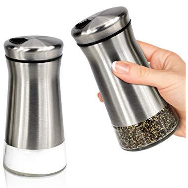 Elegant Salt and Pepper Shakers With Adjustable Pour Holes - Perfect Dispenser Set for your Salts