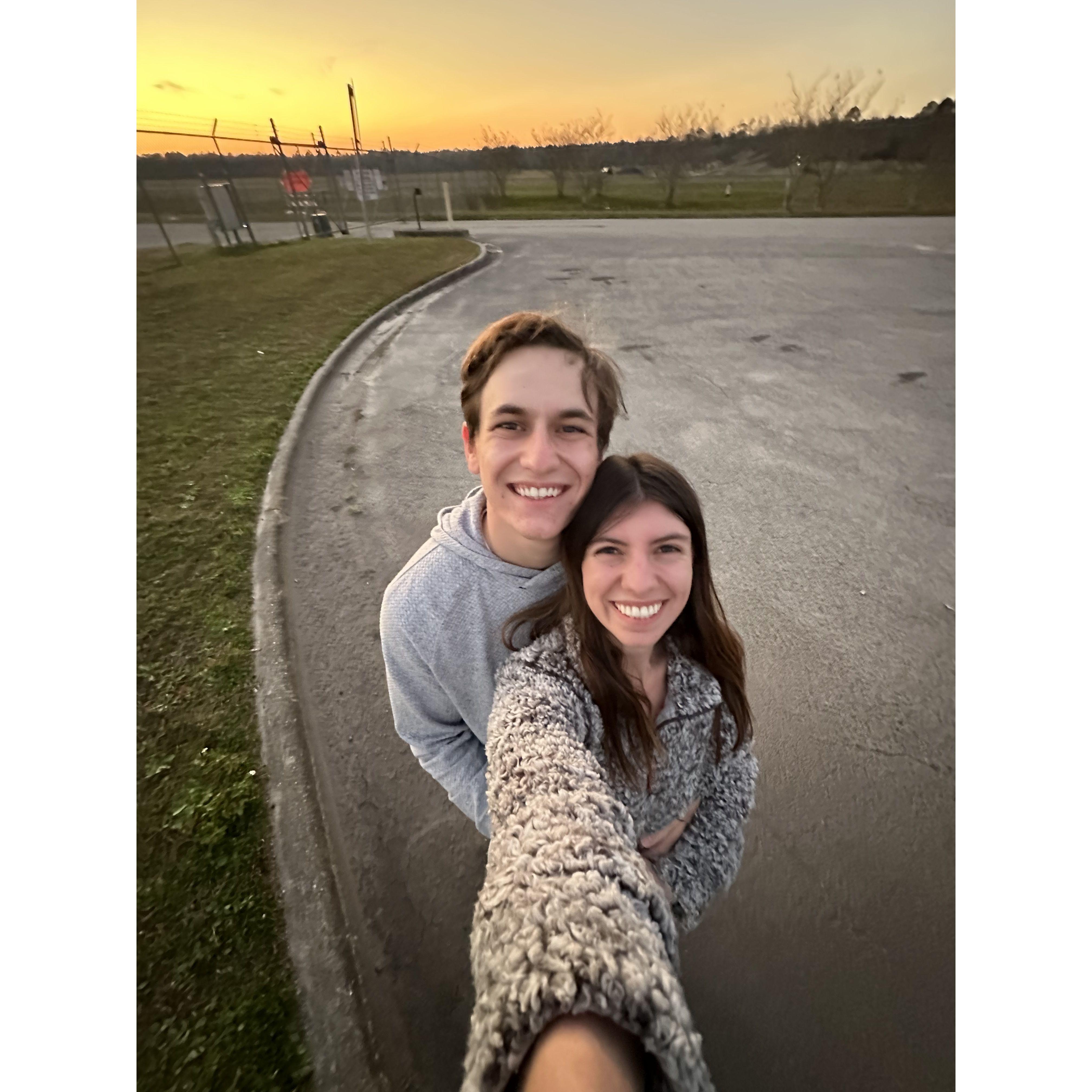 We love going to the airport to watch the sunset and the planes landing! This was Valentine's Day 2024:)