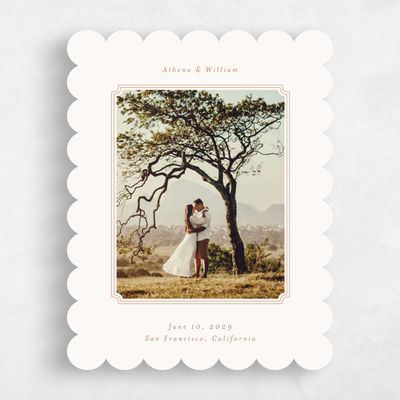 Beige Scalloped Wedding Save the Date - Constance Photo